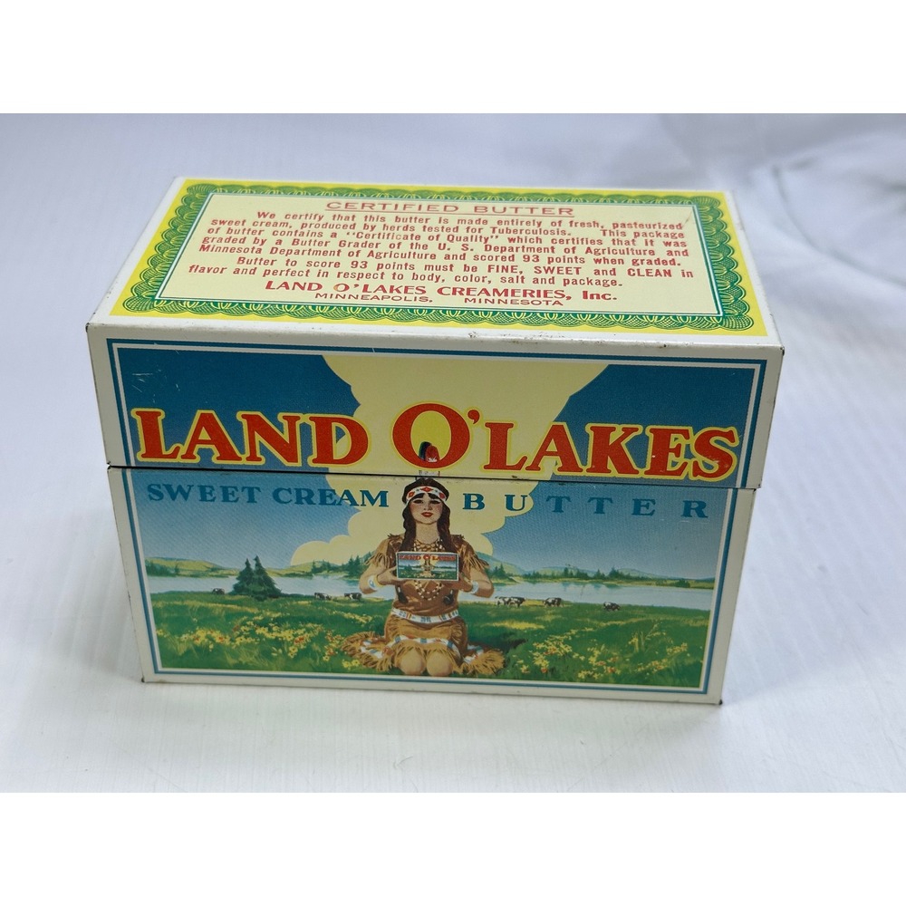 Vintage Land O Lakes Sweet Cream Butter Recipe Tin with Original Cards
